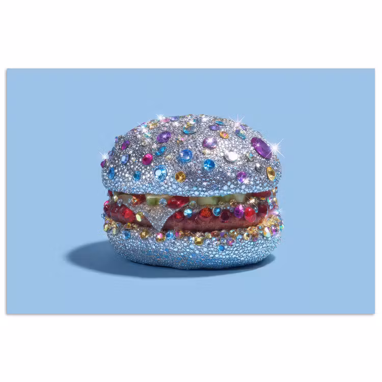 Glitters - Hamburger - Blauw poster papier klein -3d