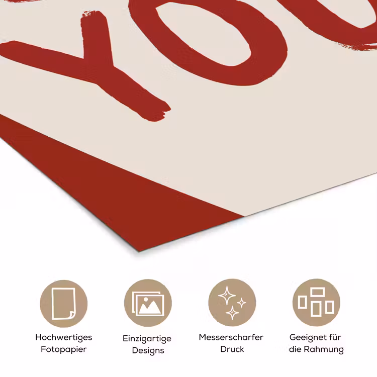 Lucky - Hart - Rood poster papier klein -tcloseup_DE