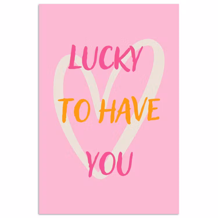 Lucky - Love - Valentijn - Roze poster papier klein -3d