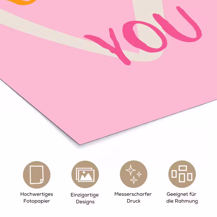 Lucky - Love - Valentijn - Roze poster papier klein -tcloseup_DE