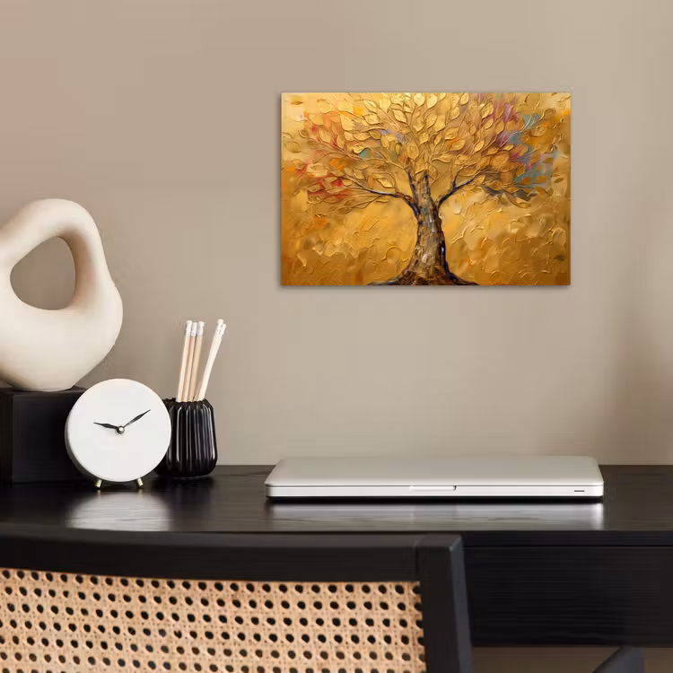 Goud - Boom - Abstract - Modern poster papier klein -sfeer1