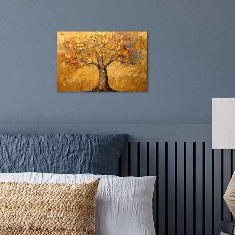 Goud - Boom - Abstract - Modern poster papier klein -sfeer2