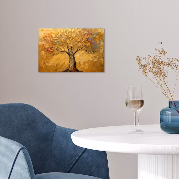 Goud - Boom - Abstract - Modern poster papier klein -sfeer3