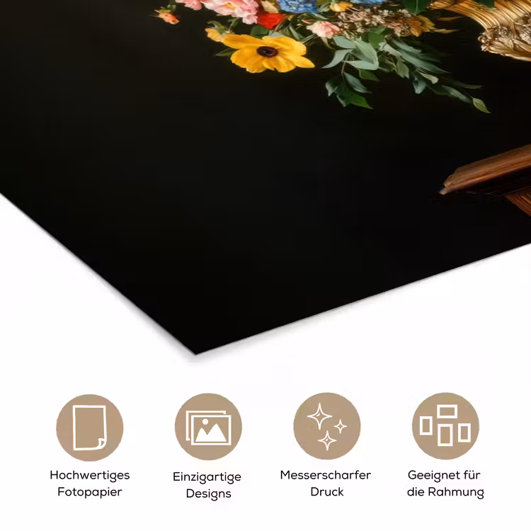 Goud - Bloemen - Kleuren - Vaas poster papier klein -tcloseup_DE