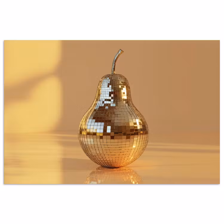Goud - Disco - Glitter - Peer poster papier klein -3d