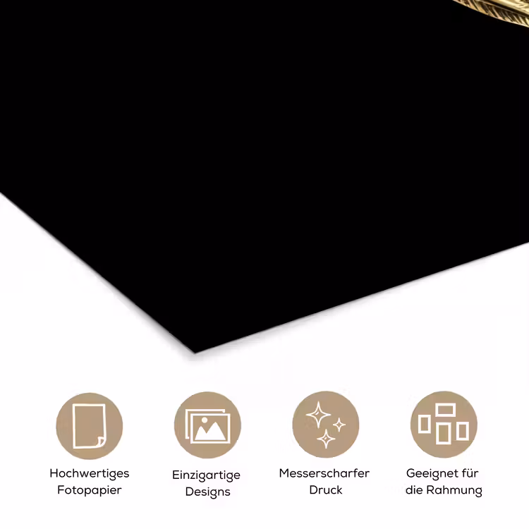 Goud - Vis - Haak - Zwart poster papier klein -tcloseup_DE