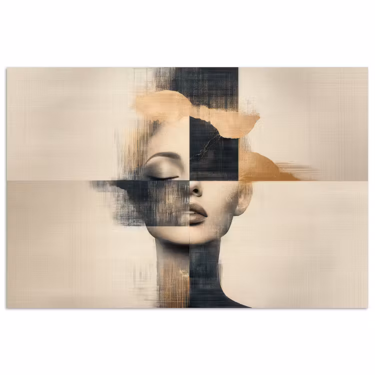 Goud - Vrouw - Rechthoeken poster papier klein -3d