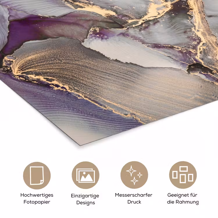 Goud - Paars - Marmer poster papier klein -tcloseup_DE