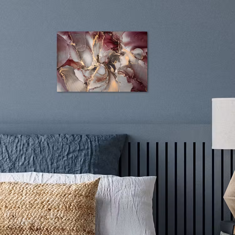 Goud - Marmer - Paars poster papier klein -sfeer2