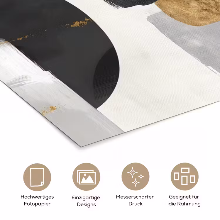 Goud - Rechthoeken - Cirkels - Abstract poster papier klein -tcloseup_DE