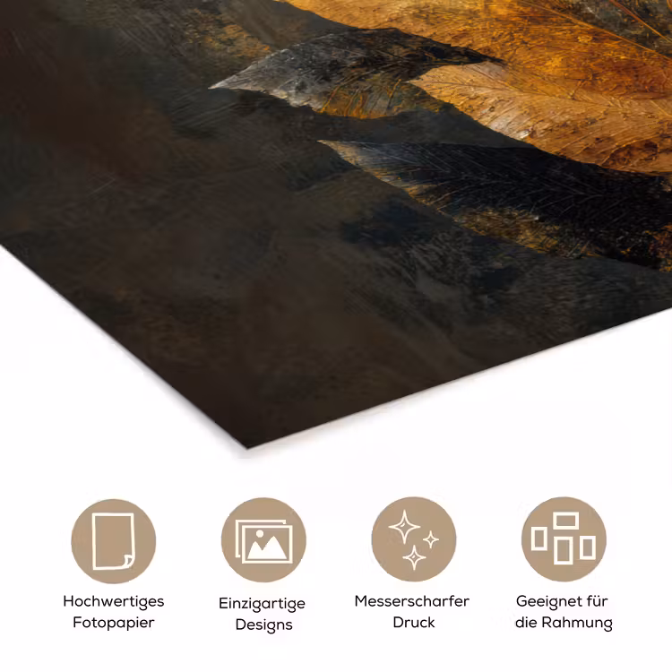 Gouden Bladcompositie – Botanische Luxe poster papier klein -tcloseup_DE