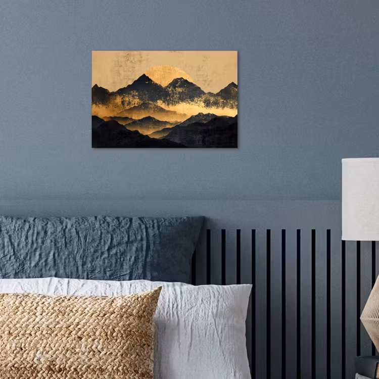 Gouden Bergen bij Maanlicht poster papier klein -sfeer2