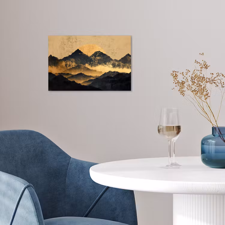 Gouden Bergen bij Maanlicht poster papier klein -sfeer3