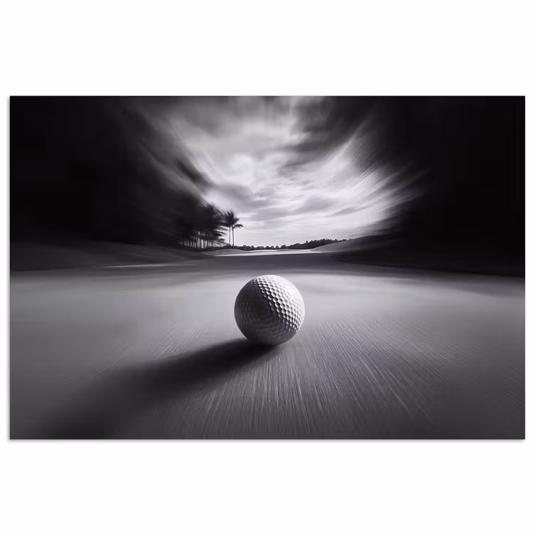 Golfbal - Wazig - Zwart poster papier klein -3d