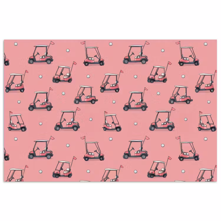 Golfkar - Retro - Roze poster papier klein 62 -3d