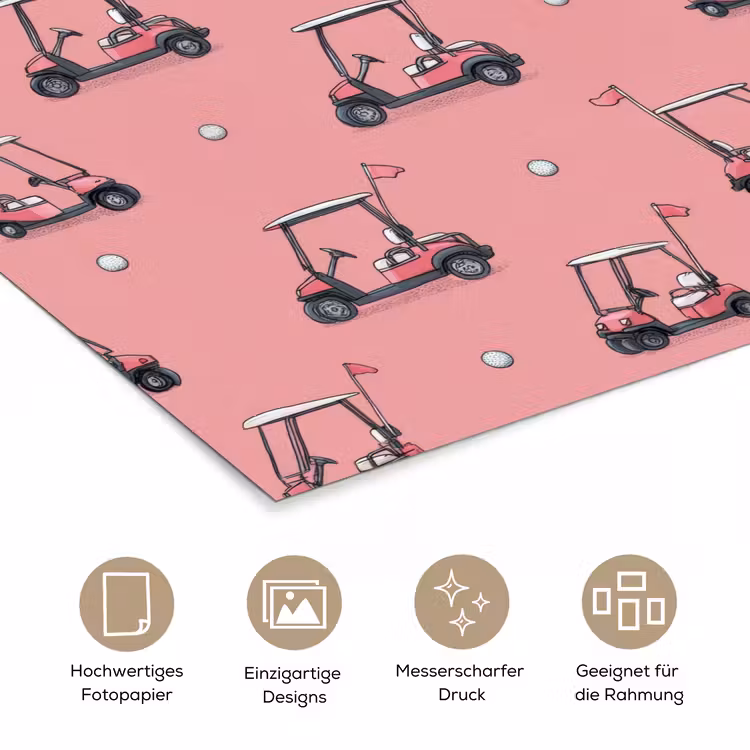 Golfkar - Retro - Roze poster papier klein 62 -tcloseup_DE