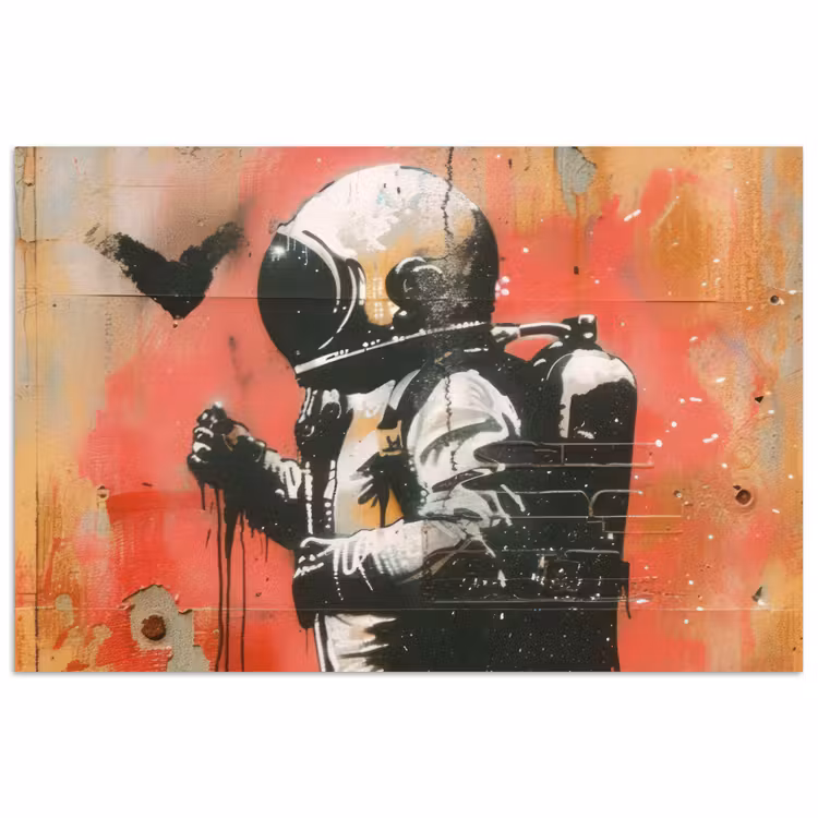 Graffiti - Astronaut - Street art - Ruimte - Banksy poster papier klein -3d