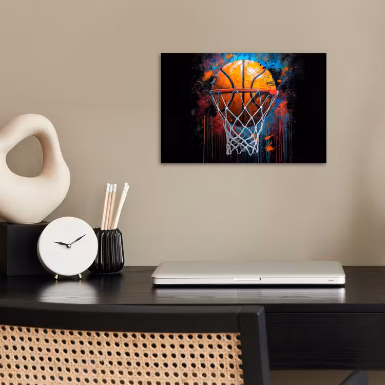 Graffiti - Basketbal - Sport - Zwart - Street art poster papier klein -sfeer1