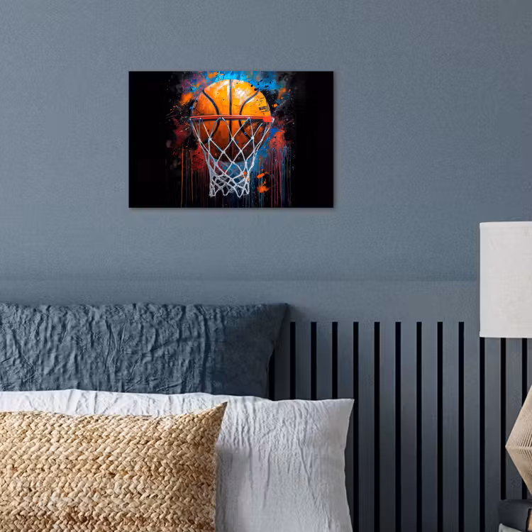 Graffiti - Basketbal - Sport - Zwart - Street art poster papier klein -sfeer2
