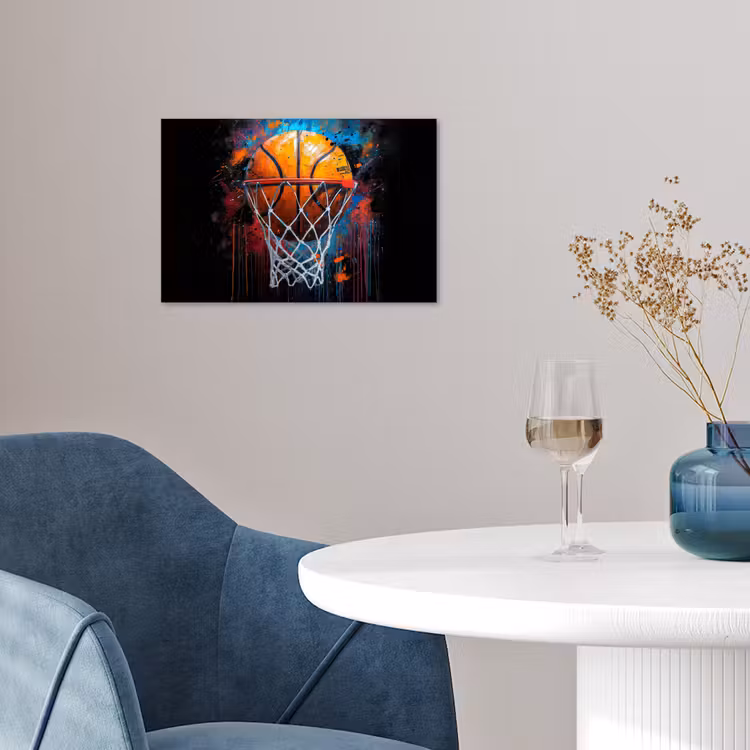 Graffiti - Basketbal - Sport - Zwart - Street art poster papier klein -sfeer3