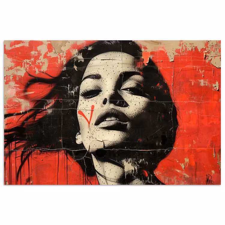 Graffiti - Vrouw - Rood - Street art - Banksy poster papier klein -3d