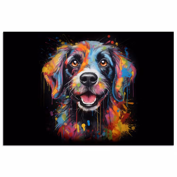 Graffiti - Hond - Zwart - Kleuren poster papier klein -3d