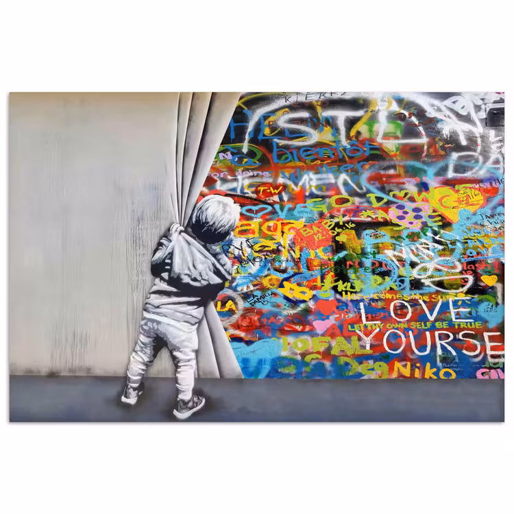 Graffiti - Illusie - Jongen - Street art poster papier klein -3d