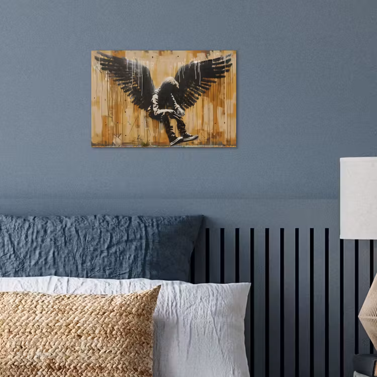 Graffiti - Kunst - Vleugels - Street art - Banksy poster papier klein -sfeer2