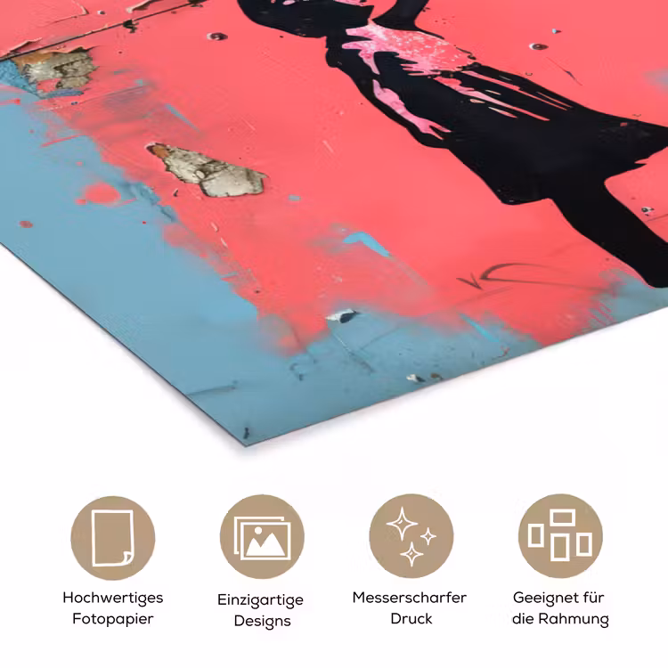 Graffiti - Meisje - Ballon - Banksy - Street art poster papier klein -tcloseup_DE