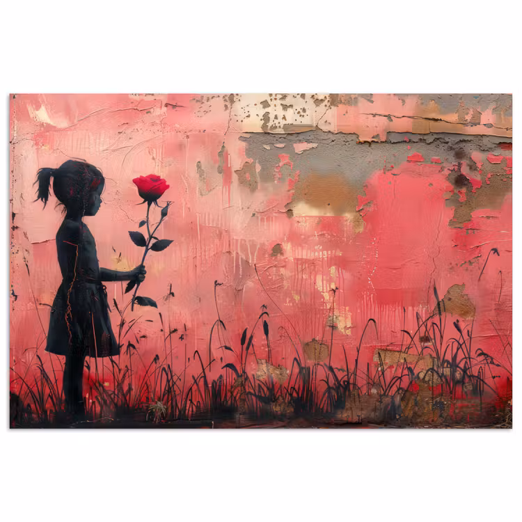 Graffiti - Meisje - Roze - Street art - Roos - Banksy poster papier klein -3d
