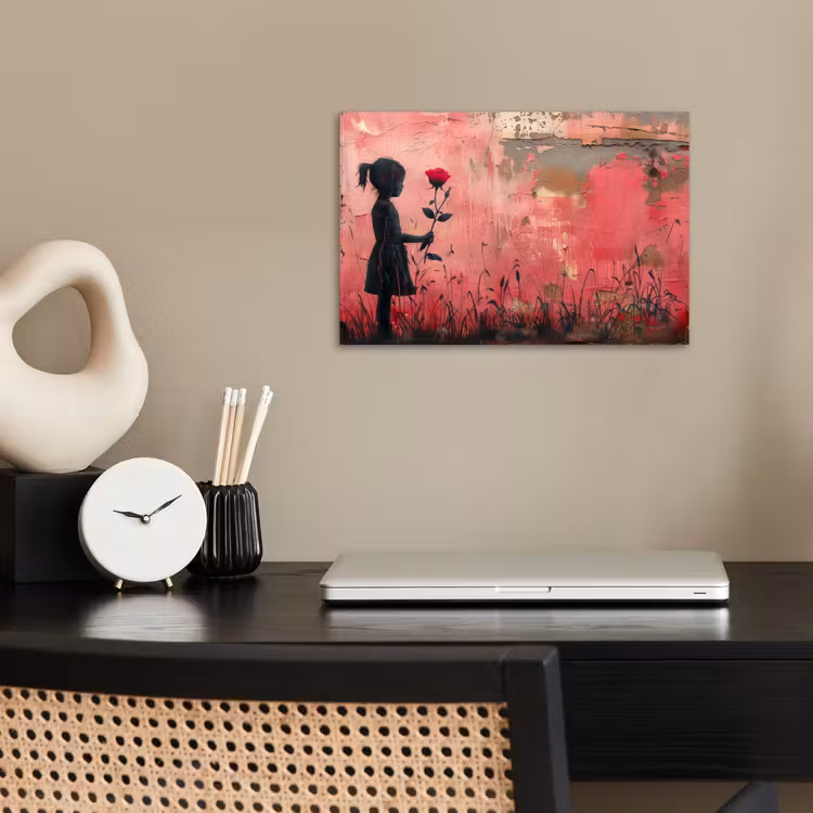 Graffiti - Meisje - Roze - Street art - Roos - Banksy poster papier klein -sfeer1