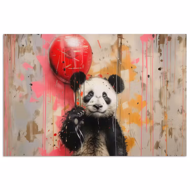 Graffiti - Panda - Ballon - Street art - Banksy poster papier klein -3d