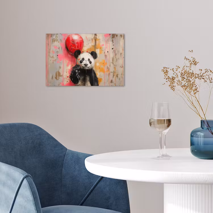 Graffiti - Panda - Ballon - Street art - Banksy poster papier klein -sfeer3