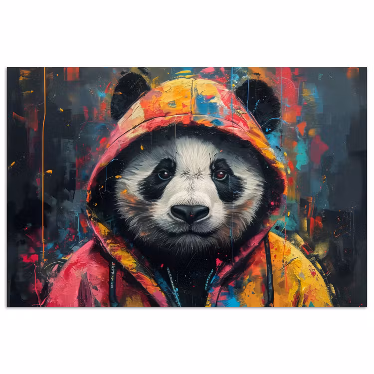 Graffiti - Panda - Jas - Kleurrijk poster papier klein -3d