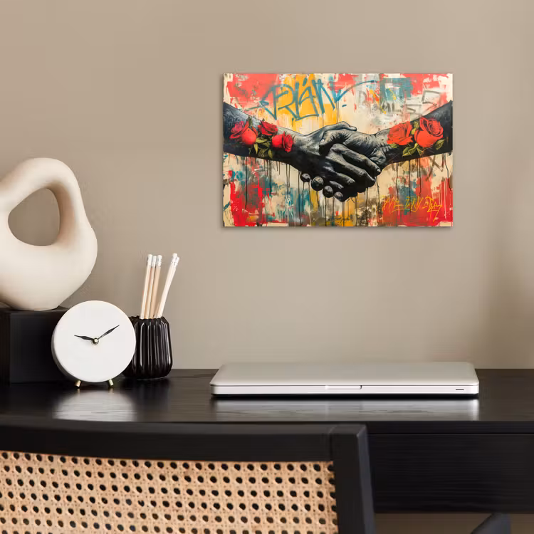 Graffiti - Rozen - Handen - Street art - Banksy poster papier klein -sfeer1