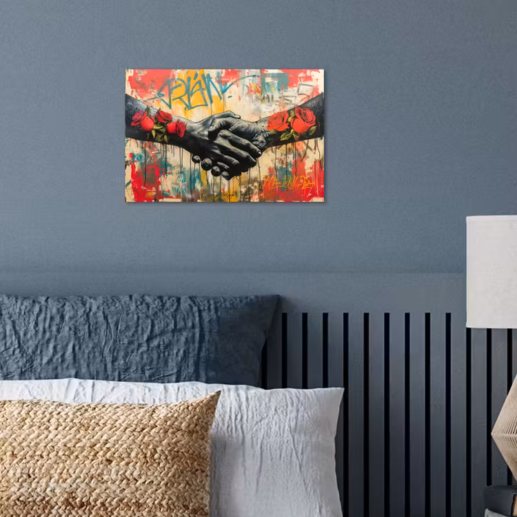 Graffiti - Rozen - Handen - Street art - Banksy poster papier klein -sfeer2