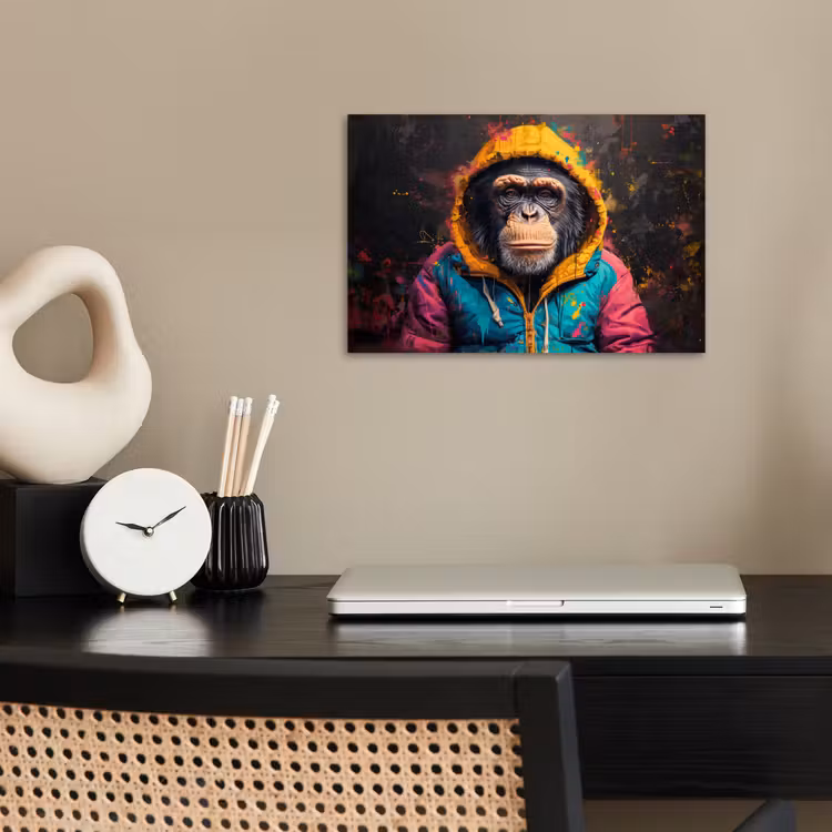 Graffiti - Chimpansee - Jas - Aap - Verf poster papier klein -sfeer1