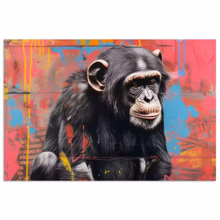 Graffiti - Chimpansee - Dieren - Street art - Banksy poster papier klein -3d