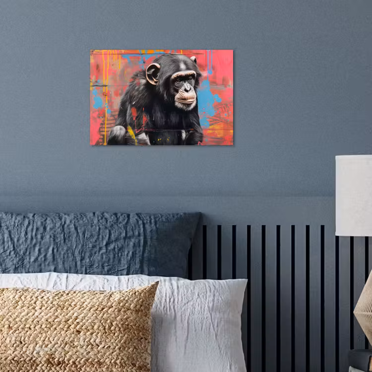 Graffiti - Chimpansee - Dieren - Street art - Banksy poster papier klein -sfeer2