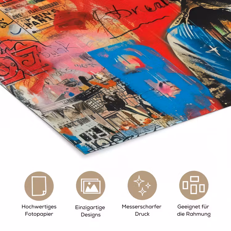 Graffiti - Vintage - Jongen - Street art - Neon - Banksy poster papier klein -tcloseup_DE