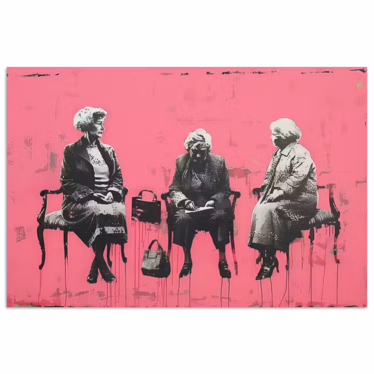 Graffiti - Vintage - Zwart - Street art - Roze - Banksy poster papier klein -3d
