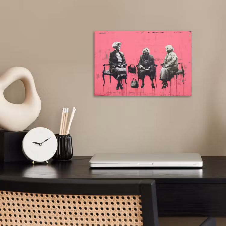 Graffiti - Vintage - Zwart - Street art - Roze - Banksy poster papier klein -sfeer1