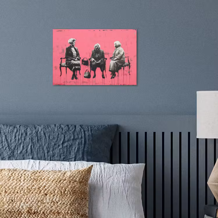 Graffiti - Vintage - Zwart - Street art - Roze - Banksy poster papier klein -sfeer2