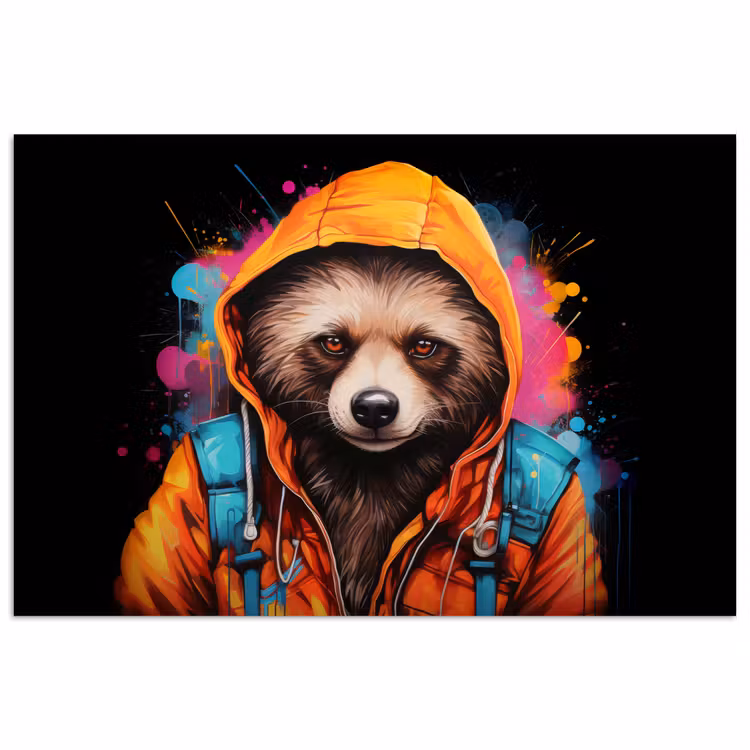 Graffiti - Wasbeer - Jas - Zwart poster papier klein -3d