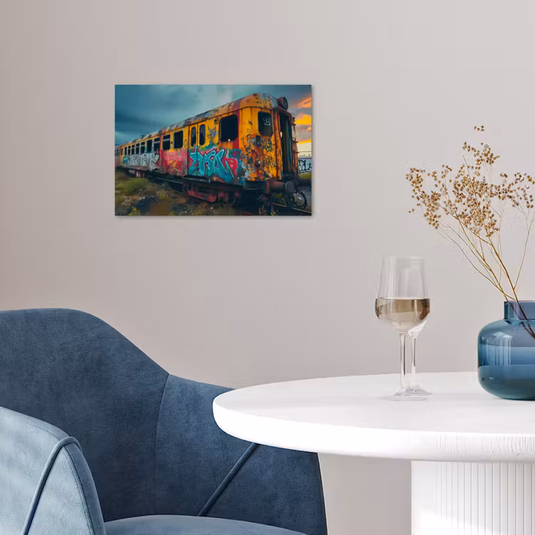 Graffiti - Trein - Street art - Verlaten poster papier klein -sfeer3
