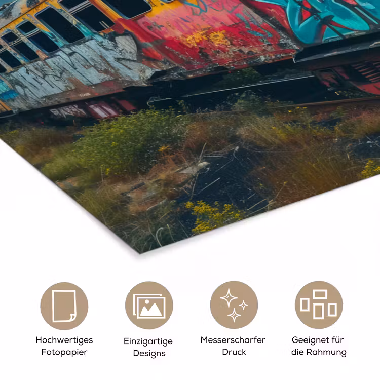 Graffiti - Trein - Street art - Verlaten poster papier klein -tcloseup_DE