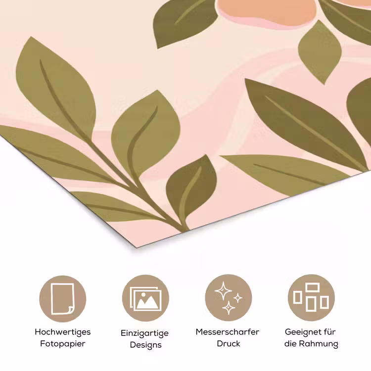 Grafisch - Bloemen - Roze poster papier klein -tcloseup_DE