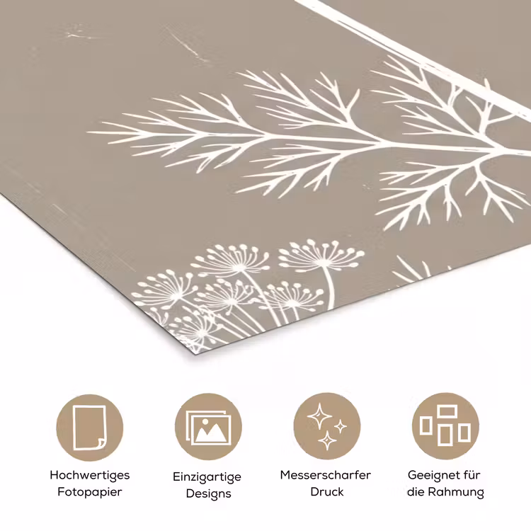 Grafisch - Fluitenkruid - Taupe poster papier klein -tcloseup_DE