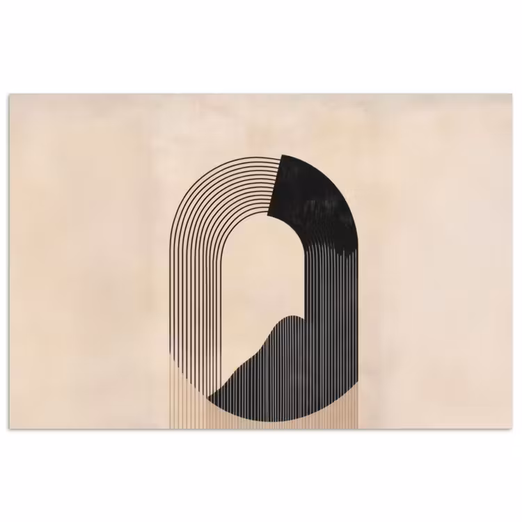Grafisch gebogen motief - Beige poster papier klein -3d
