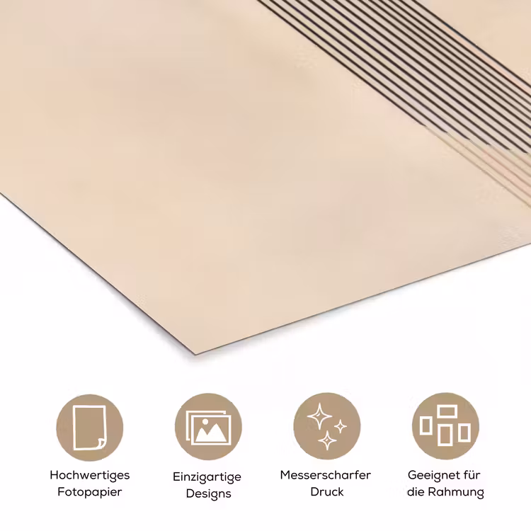 Grafisch gebogen motief - Beige poster papier klein -tcloseup_DE